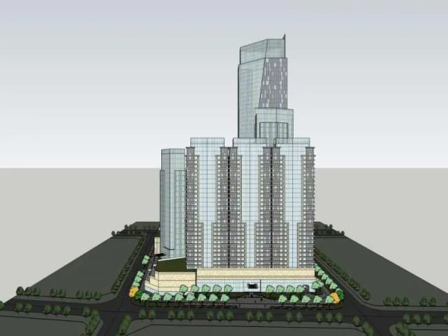 Sketchup综合体模型|超高层办公楼，底层商业，综合体，现代风格