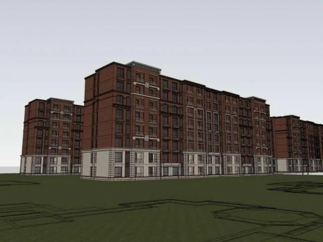 Sketchup商业模型|多层公寓住宅，商业，古典风格