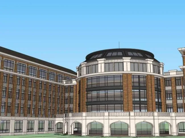 Sketchup学校模型|多层学校教学楼，校园教育建筑，古典风格