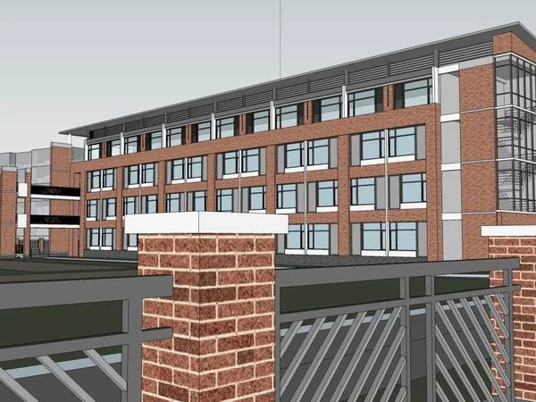 Sketchup学校模型|多层小学学校，校园教育建筑，现代中式风格