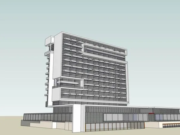 Sketchup酒店模型|高层酒店公寓，现代风格