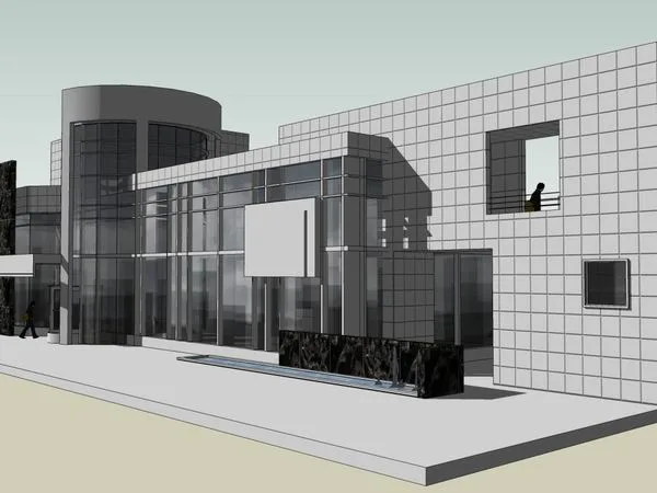 Sketchup商业模型|多层售楼处，住宅，现代风格