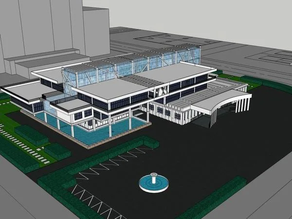 Sketchup文化模型|多层图书馆，文化建筑，现代风格