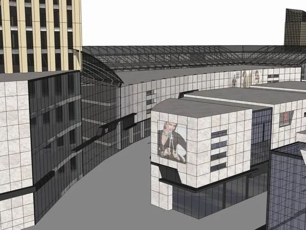 Sketchup综合体模型|多高层综合体，办公楼，商业，古典风格