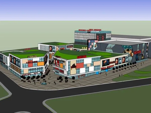Sketchup商业模型|多层商业广场，步行街，现代风格