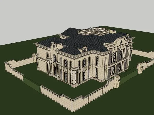 Sketchup办公模型|多层办公楼，法式古典风格