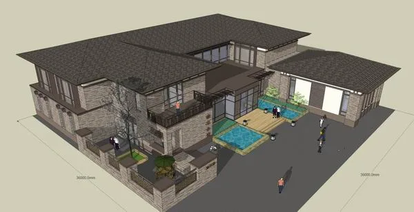 Sketchup文化模型|多层榆木会馆，文化建筑，古典风格