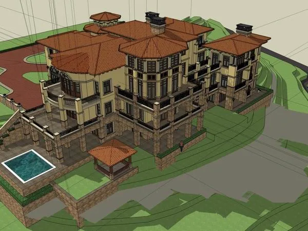 Sketchup商业模型|多层商业会所，古典风格