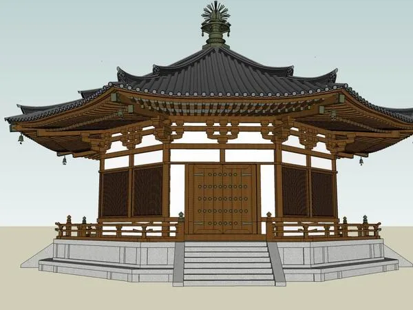 Sketchup古建筑模型|多层寺庙，古庙古寺，中式风格，古建