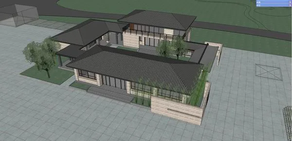 Sketchup办公模型|多层办公楼，古典风格