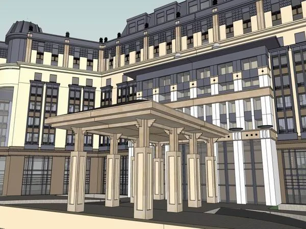 Sketchup酒店模型|多层酒店，古典风格