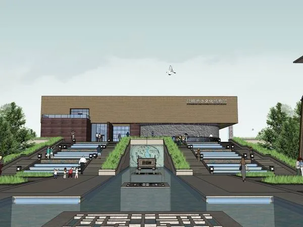 Sketchup文化模型|多层昆明池水文化博物馆，文化建筑，现代风格