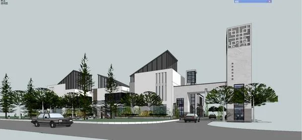 Sketchup商业模型|多层商业街，现代中式风格