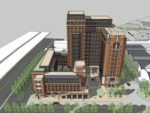 Sketchup学校模型|多层学校教学楼，校园教育建筑，古典风格