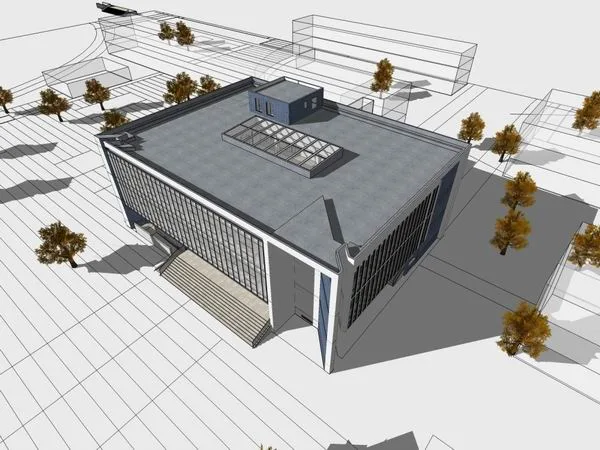 Sketchup文化模型|多层图书馆，文化建筑，现代风格
