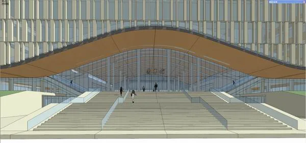 Sketchup文化模型|多层图书馆，文化建筑，现代风格