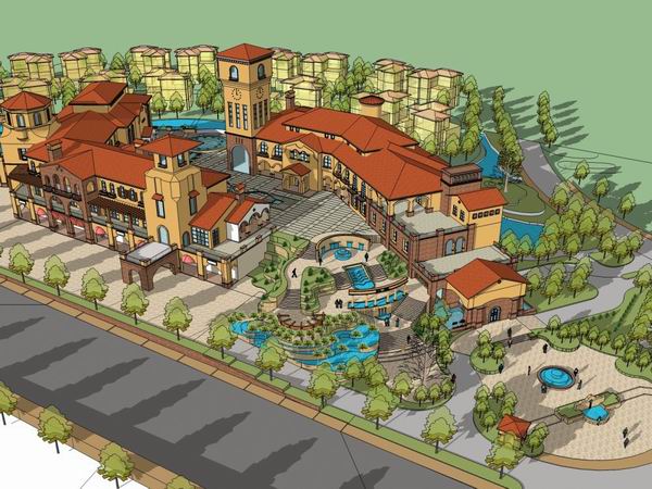 Sketchup住宅模型|多层住宅会所，古典西班牙风格