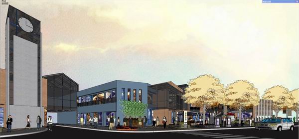 Sketchup商业模型|多层商业街，步行街，现代风格