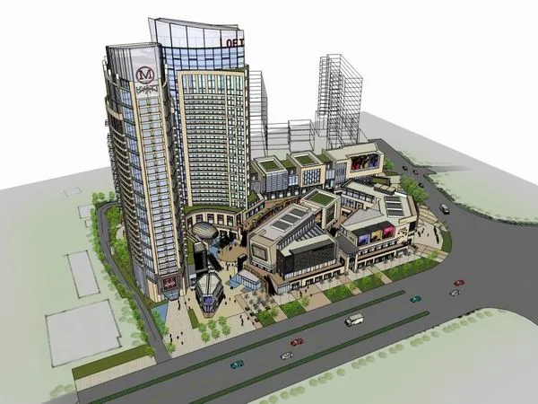 Sketchup综合体模型|多高层综合体，办公楼，酒店，商业，古典风格