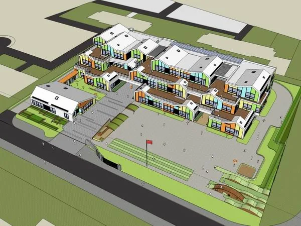 Sketchup学校模型|多层学校幼儿园，校园教育建筑，现代风格