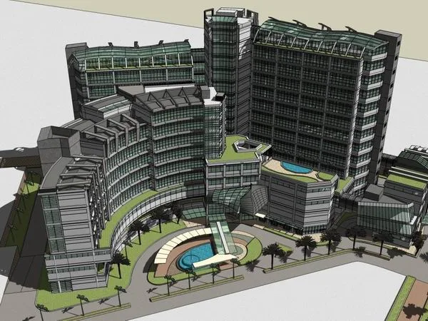 Sketchup医院模型|高层医院，医疗，现代风格