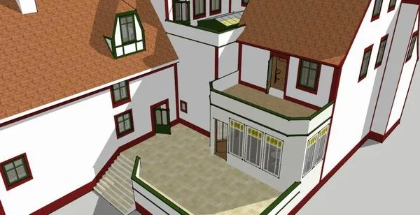 Sketchup住宅模型|多层住宅小楼，古典风格