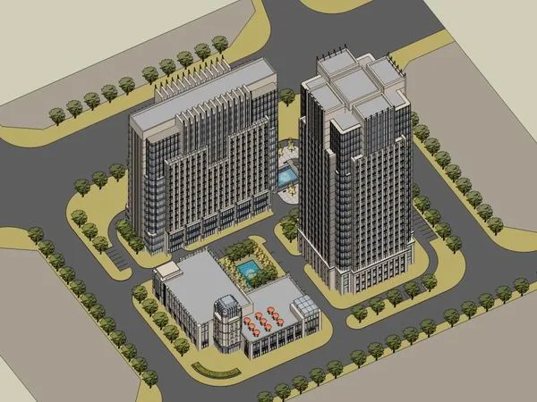 Sketchup办公模型|高层办公楼，商业，古典风格