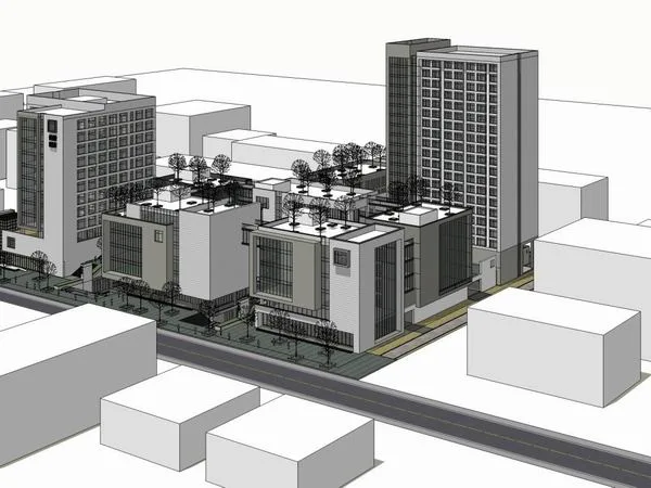 Sketchup办公模型|高层办公楼，现代风格