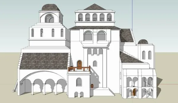 Sketchup住宅模型|多层住宅活动中心，古典风格