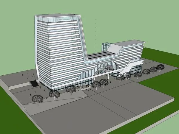 Sketchup办公模型|高层办公楼，现代风格