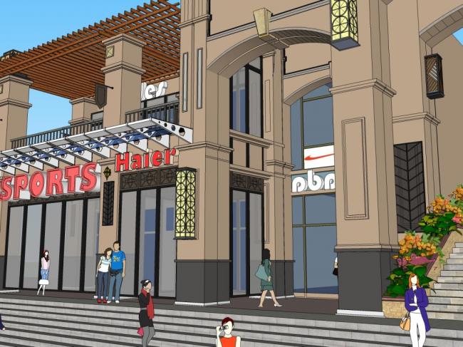 Sketchup商业模型|多层商业街，古典风格