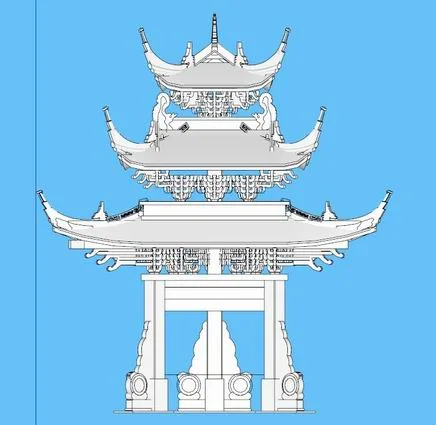 Sketchup小品模型|牌坊，中式风格，小品
