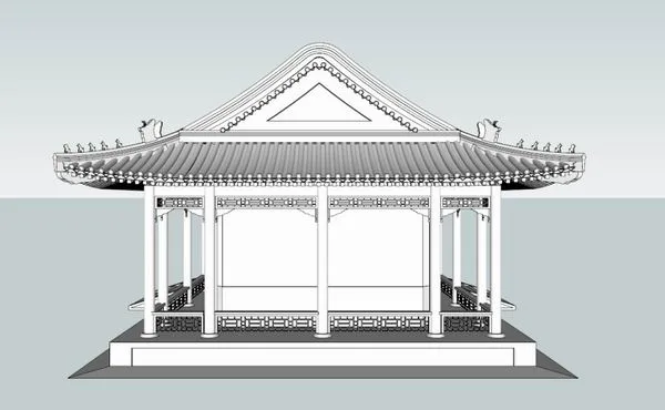 Sketchup古建筑模型|多层歇山顶，中式风格 ，古建