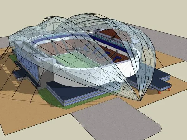 Sketchup体育馆模型|多层体育馆，现代风格