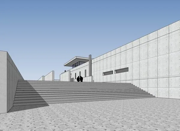 Sketchup文化模型|多层普利策基金会美术馆，文化建筑，现代风格