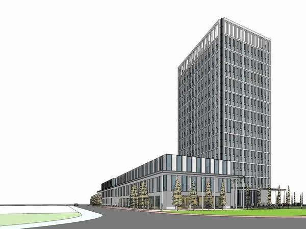 Sketchup办公模型|高层办公楼，写字楼，现代风格