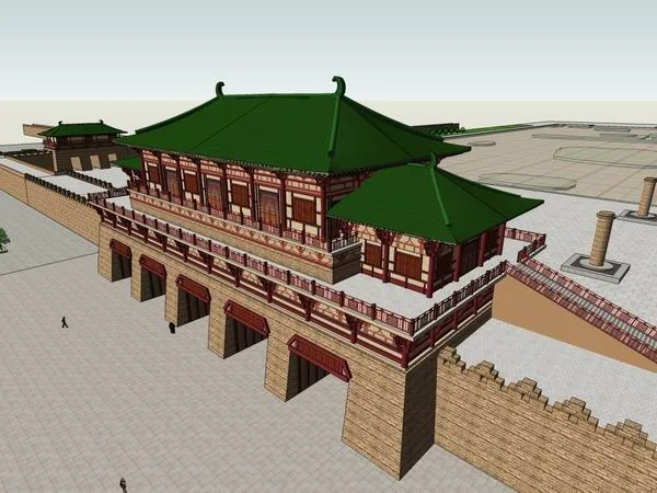 Sketchup古建筑模型|多层城门，丹凤门城门，中式风格，古建