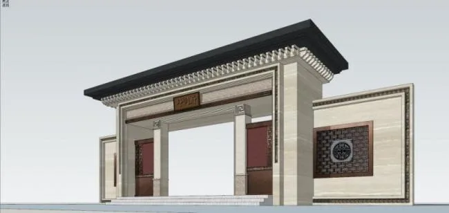 Sketchup小品模型|门头，现代风格，小品，大门