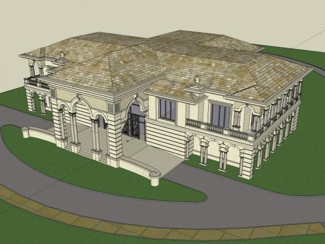 Sketchup文化模型|多层会议中心，文化建筑，古典风格