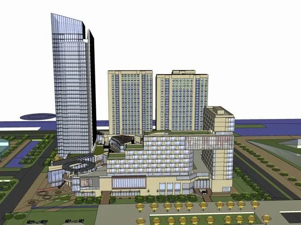 Sketchup综合体模型|多高层商业综合体，办公楼，商业，住宅，现代风格
