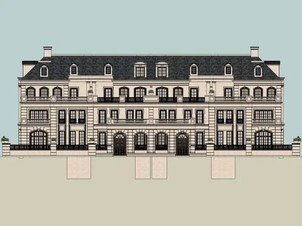 Sketchup住宅模型|多层会所，住宅，古典风格