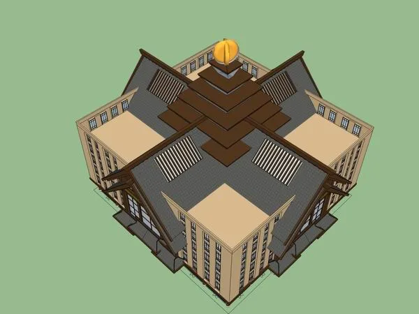 Sketchup商业模型|多层商业建筑，会所，古典风格