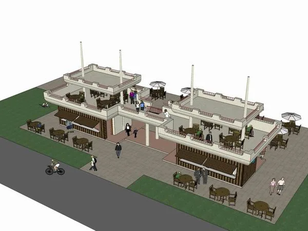 Sketchup商业模型|多层船屋售卖，商业，现代风格