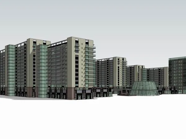 Sketchup综合体模型|多高层综合体，办公楼，住宅，商业，现代风格