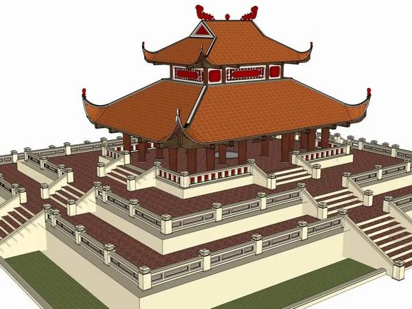 Sketchup古建筑模型|大殿，中式风格，多层古建