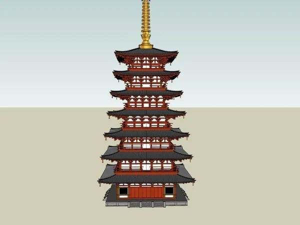 Sketchup古建筑模型|多层古塔，中式风格，古建