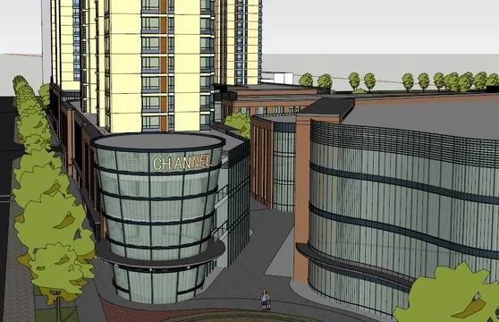 Sketchup住宅模型|高层住宅，底层商铺，大型商业，现代风格