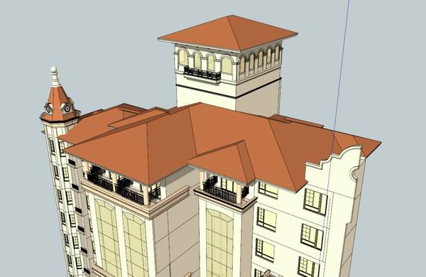 Sketchup住宅模型|超高层住宅，西班牙古典风格