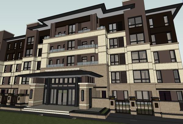 Sketchup住宅模型|多层住宅，花园洋房，现代风格
