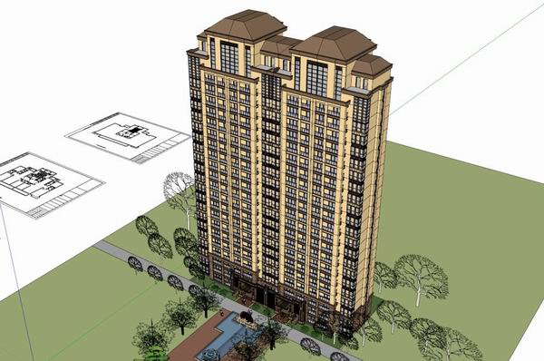 Sketchup住宅模型|高层住宅，古典风格